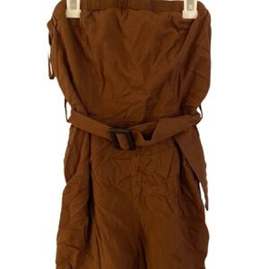 💙 Monteau Brown Strapless Jumpsuit with Belt Size L
